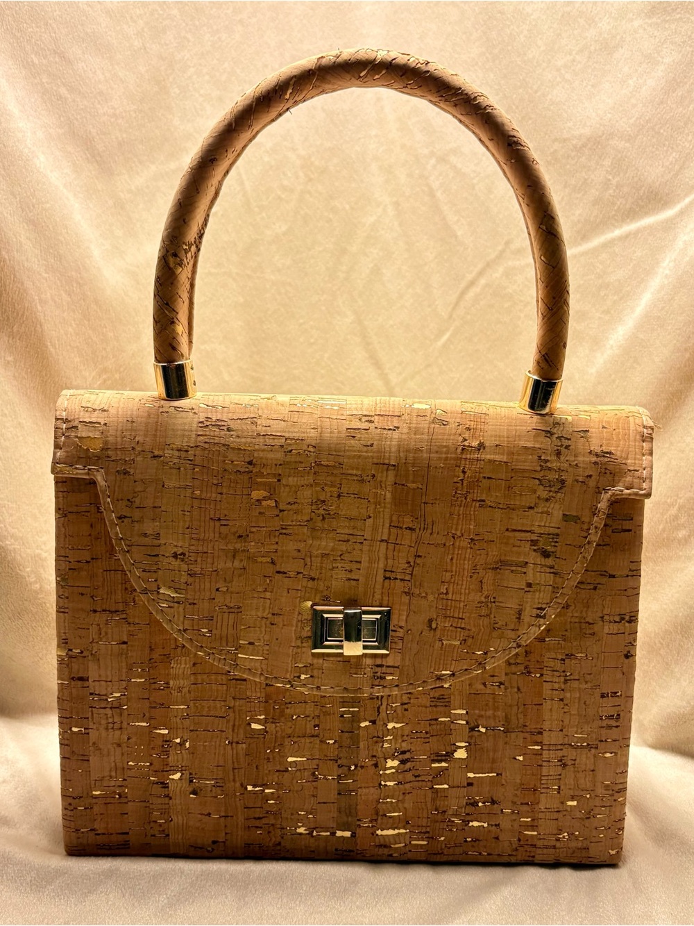 Classic Cork Top-Handle Bag in Natural Tan